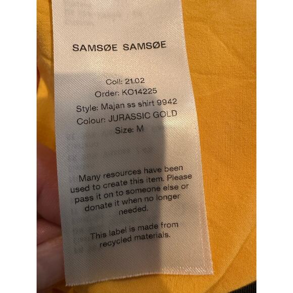 Samsoe Samsoe Women's Majan Short Sleeve Button Down Mustard Size Medium - Picture 5 of 7